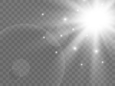 Şeffaf bir arkaplanda güneş ışığı