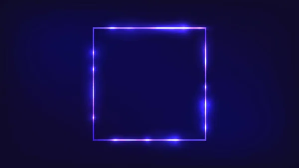 Neon square frame with shining effects — Stock Vector