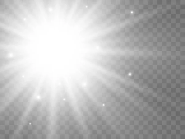 Luce del sole su uno sfondo trasparente — Vettoriale Stock