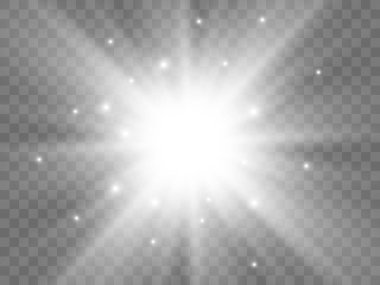 Şeffaf bir arkaplanda güneş ışığı