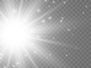 Şeffaf bir arkaplanda güneş ışığı