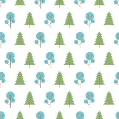 Seamless pattern with colored trees