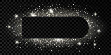 Parıltılı gümüş çerçeve, parıltılar ve alevler