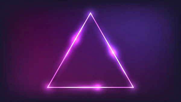 Quadro triangular de néon com efeitos brilhantes — Vetor de Stock