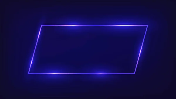 Cadre rectangulaire néon avec des effets brillants — Image vectorielle