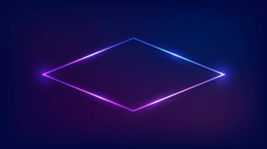 Parlak efektli neon eşkenar dörtgen çerçeve 