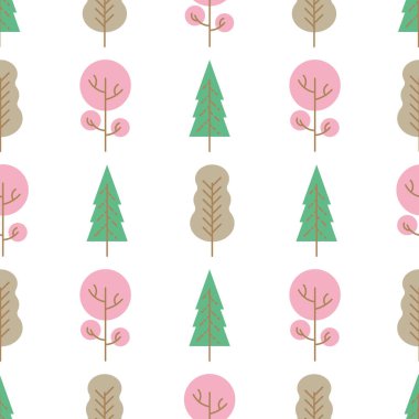 Seamless pattern with colored trees