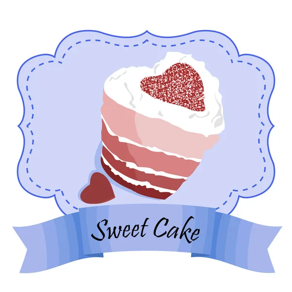 Design Vektorkeret piros bársony tortával és sütikkel. EPS 10 vektor illusztráció — Stock Vector