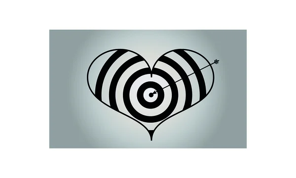 Flecha en el centro del corazón objetivo — Archivo Imágenes Vectoriales