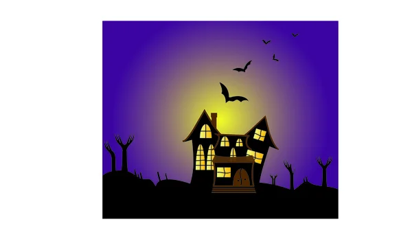 Halloween poster background with frightened house — Stock Vector