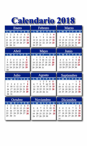 Calendario vertical español 2018 — Vector de stock