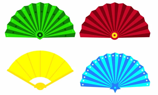 Exempel Färgade Fläktar Isolerad Illustration Utensil För Att Luft — Stock vektor