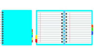 Bir dizi gündem. Açık ve kapalı. Not almak için çizilmiş defter ya da defter