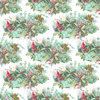 Kış kompozisyon suluboya resmi tatil