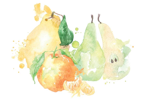 Set de frutas en estilo acuarela. Aislado . —  Fotos de Stock