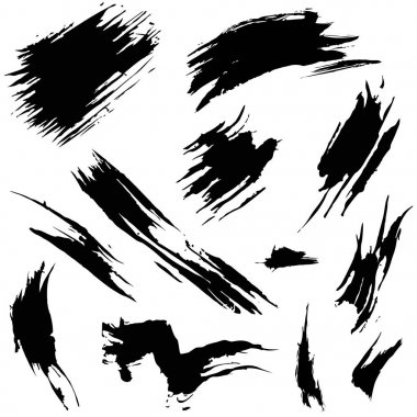 Siyah Inky kontur. Siyah grungy öğeleri kümesi