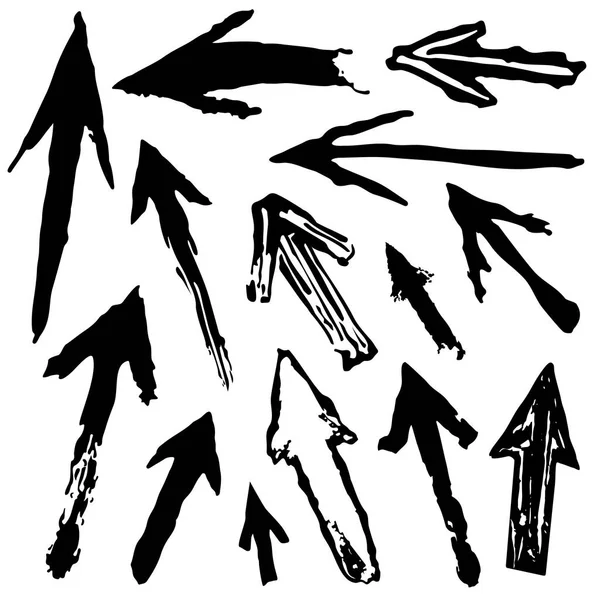 Schizzo di frecce nere. Segni neri grungy di frecce — Vettoriale Stock
