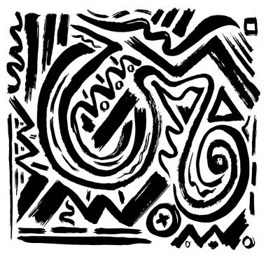 Sanatsal siyah beyaz süsleme. Sanatsal kaotik doku. Gru