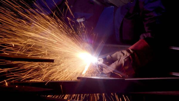 Cutting welding works with gas blow torch