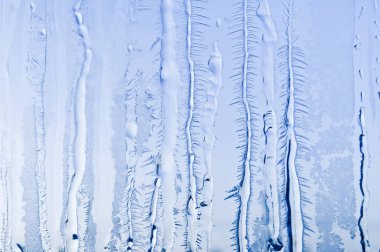 Buz çiçekleri ve frost desen buz gibi pencere camına