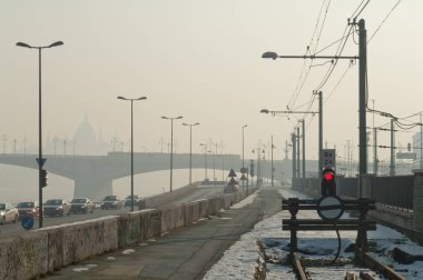 Budapeşte, Macaristan 21 Ocak, 2017 üzerinde yerleşmiş smog