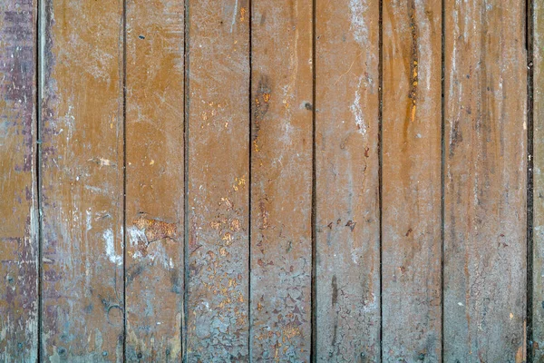 Old Painted Wooden Planks Yellow Color Peeling Time Paint Peeling — Stock Photo, Image