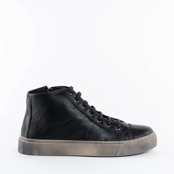 Classic High Black Women Leather Sneaker Lace — 스톡 사진