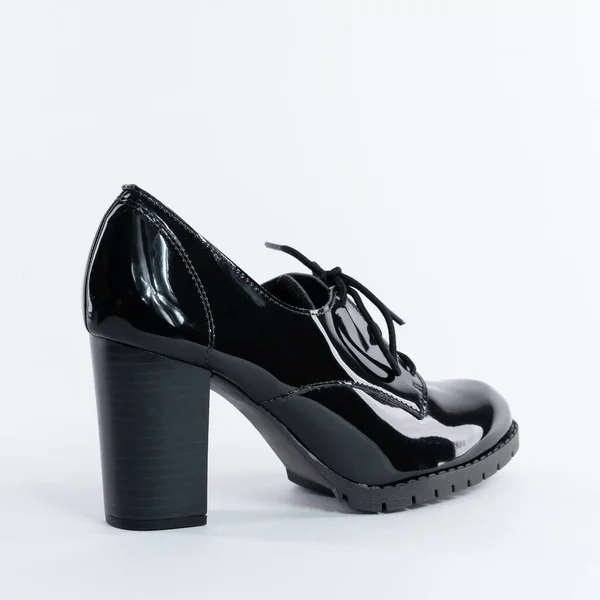 Красива Патентна Шкіра Чорне Жіноче Взуття Високих Підборах — стокове фото