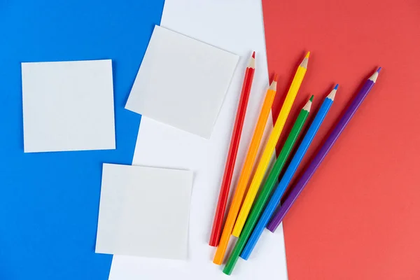 Lápices Colores Lgbt Tres Notas Blancas Bandera Francia Textura Cartón — Foto de Stock