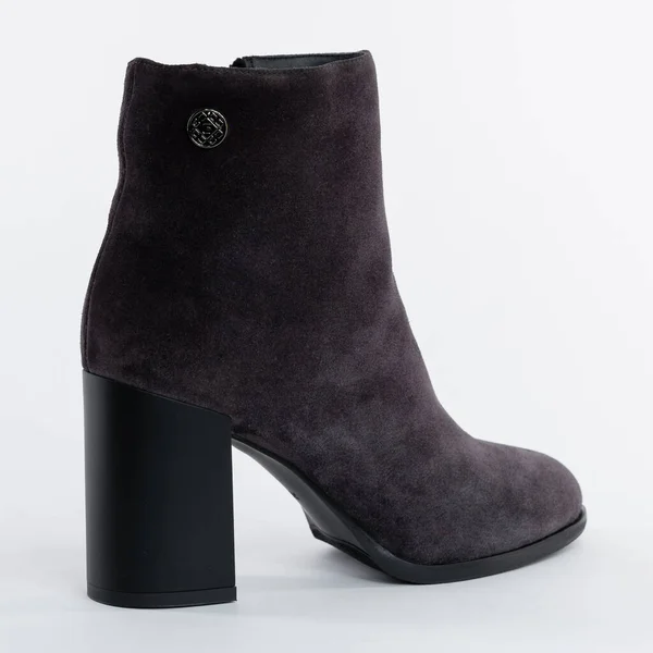 Classic Gray Suede High Demi Ankle Boot —  Fotos de Stock