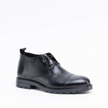 Klasik siyah deri mens yarı mevsimlik sıcak botlar.