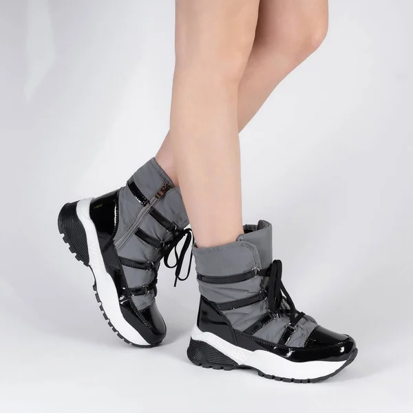 Modische Soft Air Boots Warme Flache Sportschuhe Winter Foto Auf — Stockfoto