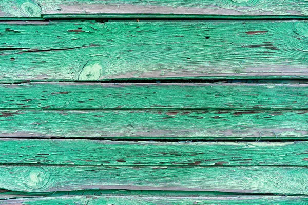 Old Wooden Boards Peeling Green Paint Green Paint Come Wooden — Stock Photo, Image
