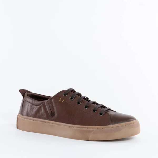 Classic Low Brown Women Leather Sneaker Lace — 스톡 사진