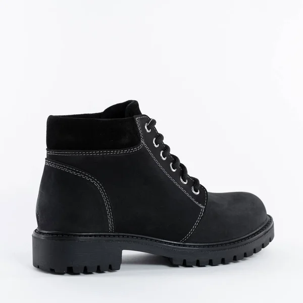 Original Diseño Mujeres Zapato Negro Nubuck Demi Temporada Fondo Blanco —  Fotos de Stock