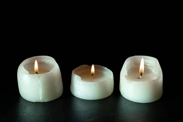 Mourning Candles Black Background — Stock Photo, Image