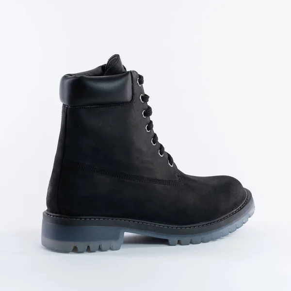 Cool Demi Saisonnier Bottes Daim Noir Avec Des Lacets Sur — Photo