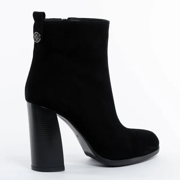 Bottines Classiques Daim Noir Haut Gamme Demi — Photo