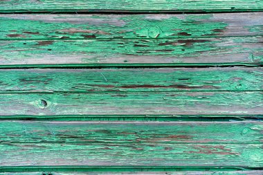 Yeşil boyalı eski ahşap tahtalar. Yeşil boya ahşap tahtalardan dökülecek. Eski ahşap yüzeyi olan yeşil boya