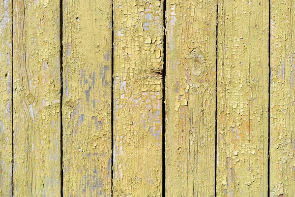 Tablones Madera Pintados Viejos Color Amarillo Despegan Del Tiempo Pintura — Foto de Stock