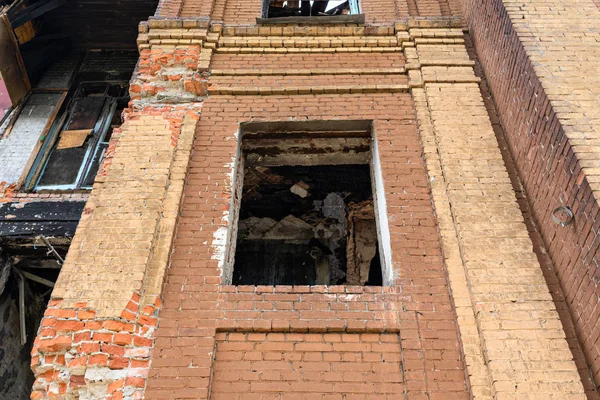 Hauswand Eingestürzt Zerstörung Ziegelbau — Stockfoto