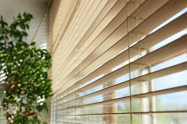 Wooden Blinds Open Window Room — Stock Photo, Image