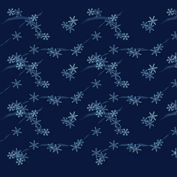 Blauwe sneeuw-flex patroon, winter vectorillustratie — Stockvector