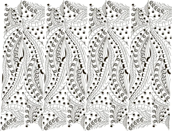 Abstraktní ručně kreslenou černé a bílé ornament na tkaniny tisk, vektorové ilustrace — Stockový vektor