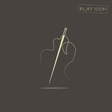 Hafif iğne ve iplik siyah, vektör çizim simgesi