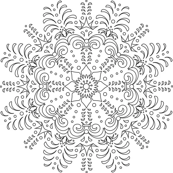 様式化された雪のスケッチ フレーク黒と白手描きのベクトル図 — ストックベクタ