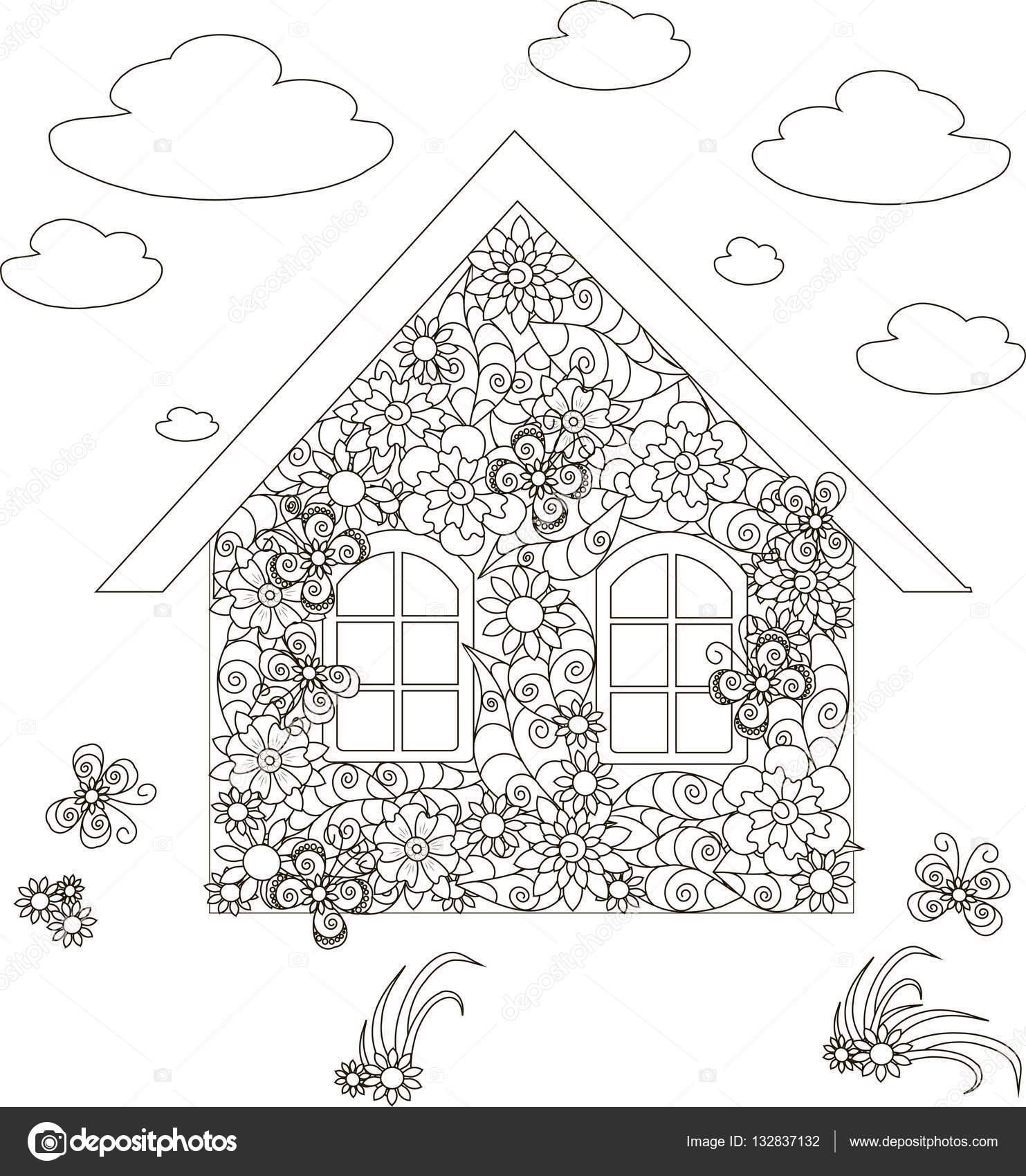 Imágenes Casa En Caricatura Para Colorear Flores De Casa Adultos