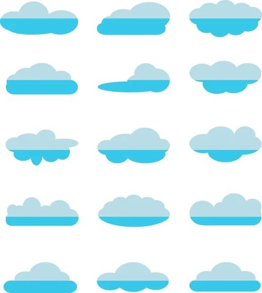 Conjunto de ícones de nuvens azuis na ilustração vetorial branca e em estoque — Vetor de Stock