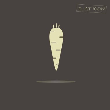 Siyah, düz simge vektör çizim üzerinde ışık havuç