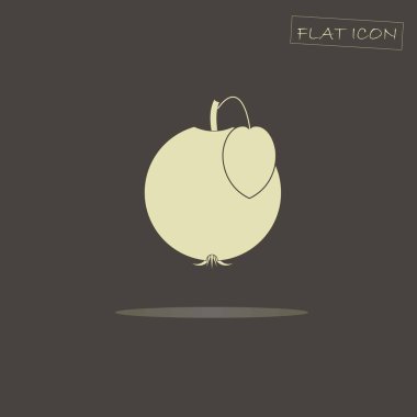 Siyah, düz simge vektör çizim üzerinde hafif elma